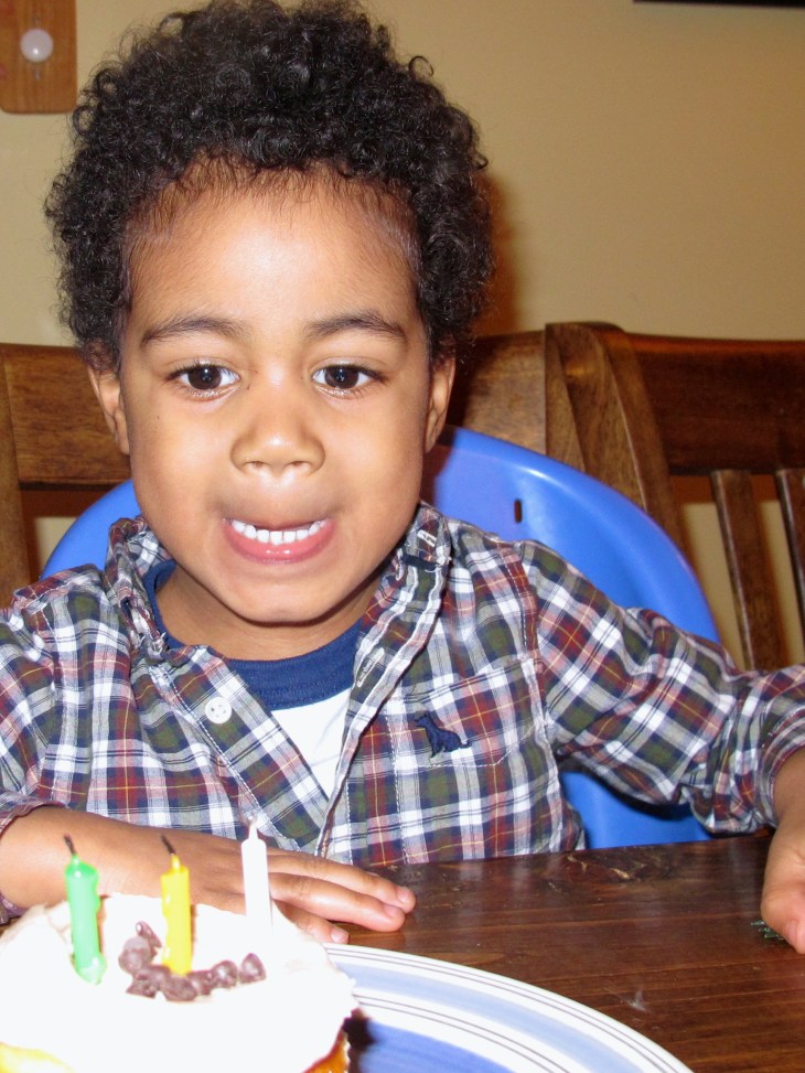 Uncle David, move the camera, so I can blow out my candles.