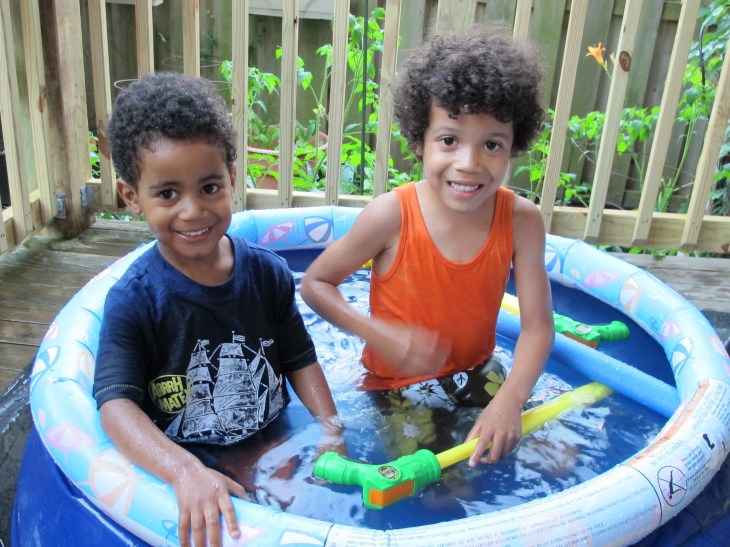 Eliot and Bryce Splashing